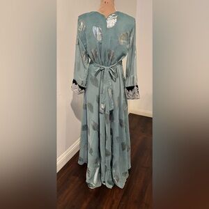 Elegant Blue Maxi Dress with Silver Accents